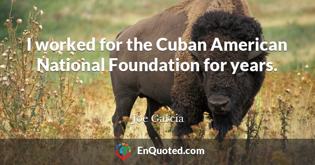 I worked for the Cuban American National Foundation for years.