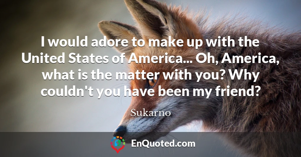 I would adore to make up with the United States of America... Oh, America, what is the matter with you? Why couldn't you have been my friend?