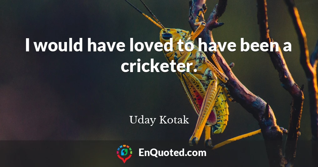 I would have loved to have been a cricketer.