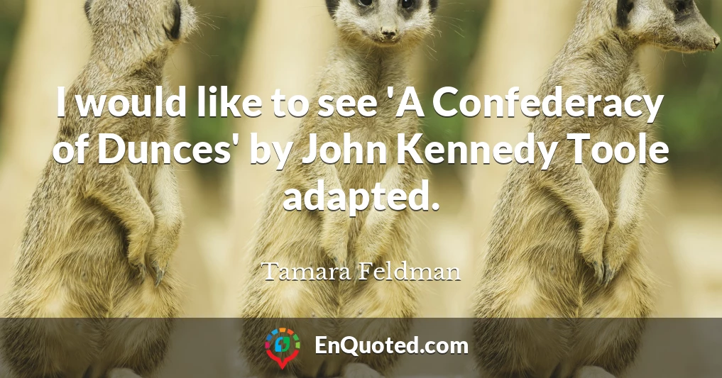 I would like to see 'A Confederacy of Dunces' by John Kennedy Toole adapted.