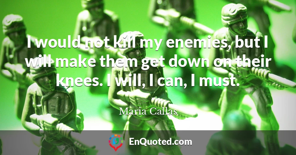 I would not kill my enemies, but I will make them get down on their knees. I will, I can, I must.