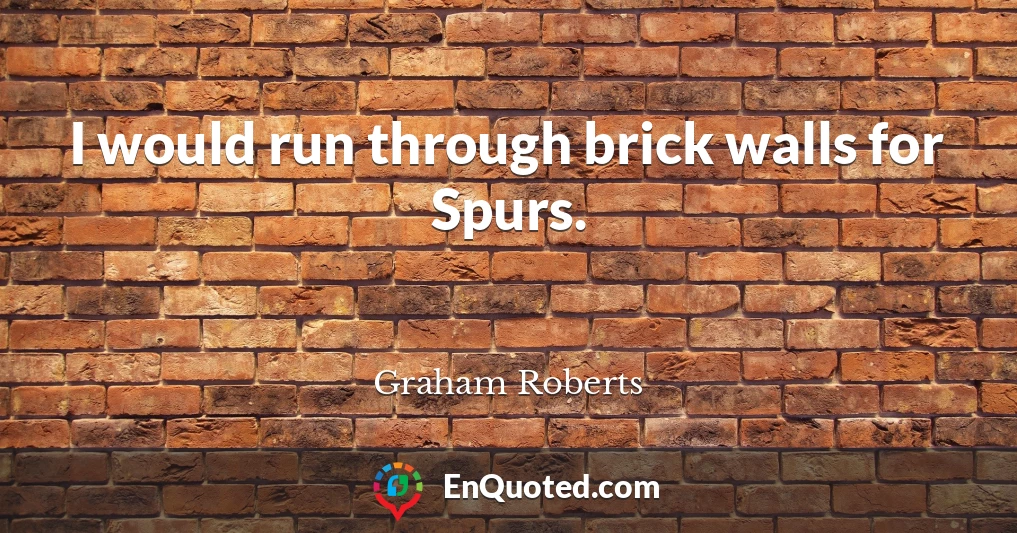 I would run through brick walls for Spurs.