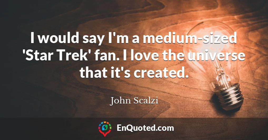 I would say I'm a medium-sized 'Star Trek' fan. I love the universe that it's created.