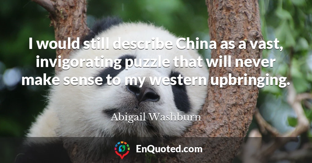 I would still describe China as a vast, invigorating puzzle that will never make sense to my western upbringing.