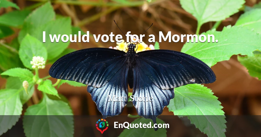 I would vote for a Mormon.