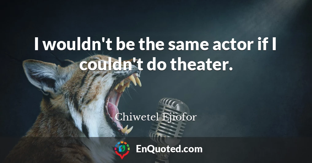 I wouldn't be the same actor if I couldn't do theater.