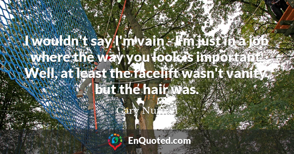 I wouldn't say I'm vain - I'm just in a job where the way you look is important. Well, at least the facelift wasn't vanity, but the hair was.