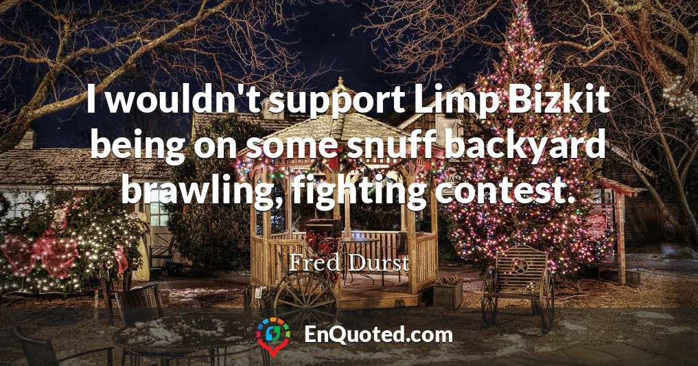 I wouldn't support Limp Bizkit being on some snuff backyard brawling, fighting contest.
