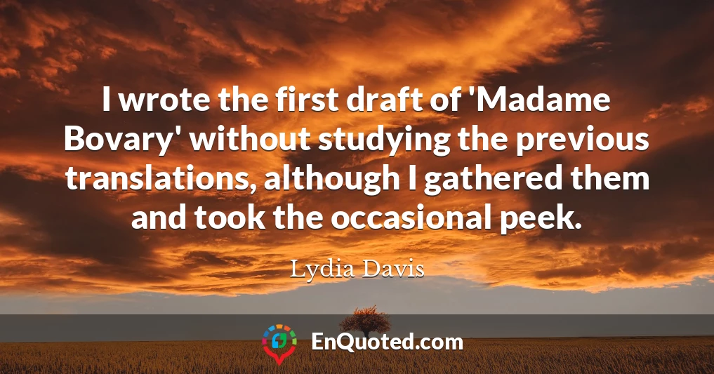 I wrote the first draft of 'Madame Bovary' without studying the previous translations, although I gathered them and took the occasional peek.