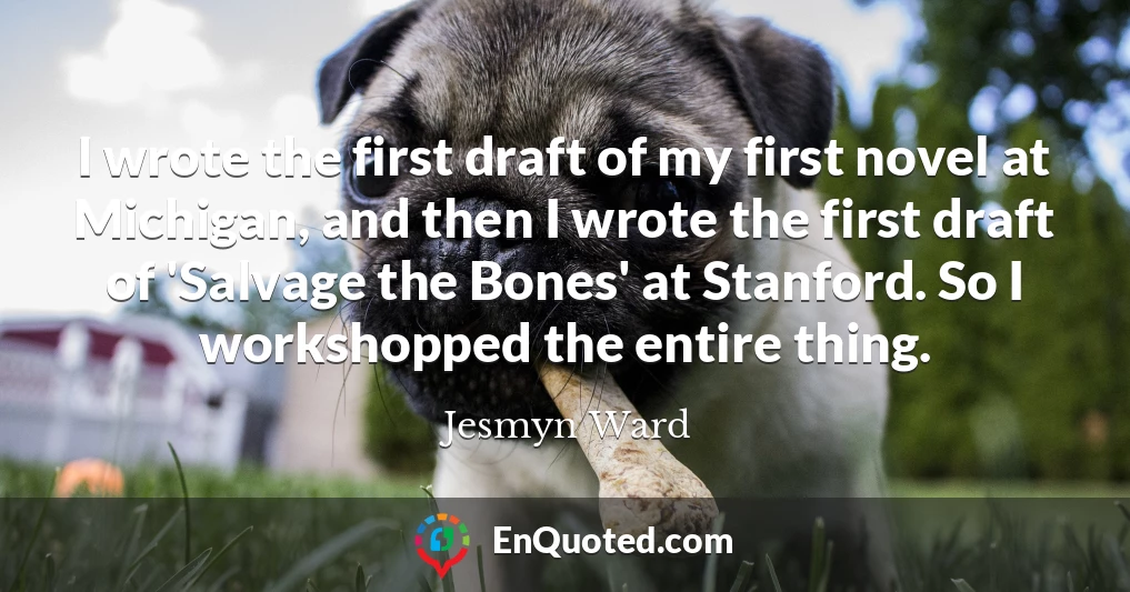 I wrote the first draft of my first novel at Michigan, and then I wrote the first draft of 'Salvage the Bones' at Stanford. So I workshopped the entire thing.