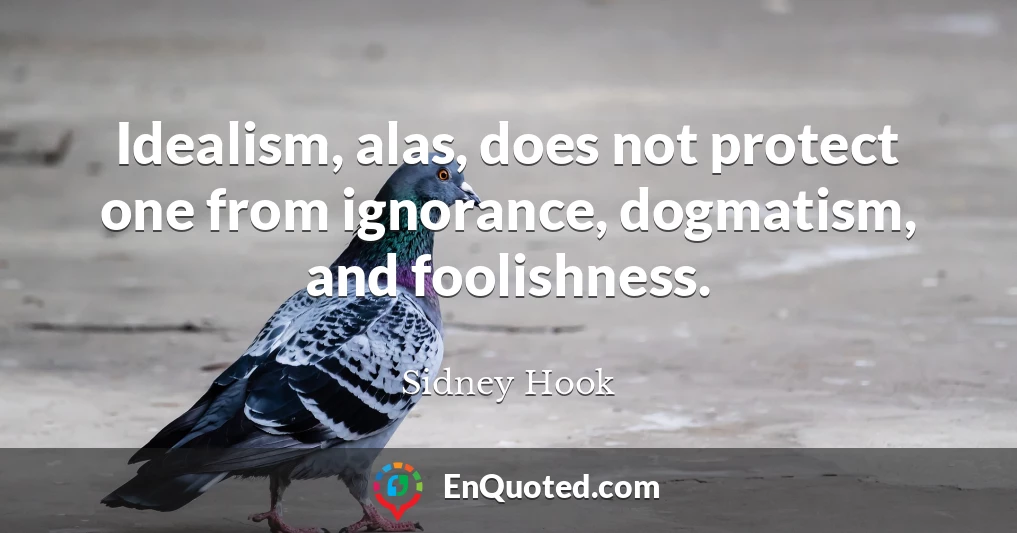 Idealism, alas, does not protect one from ignorance, dogmatism, and foolishness.