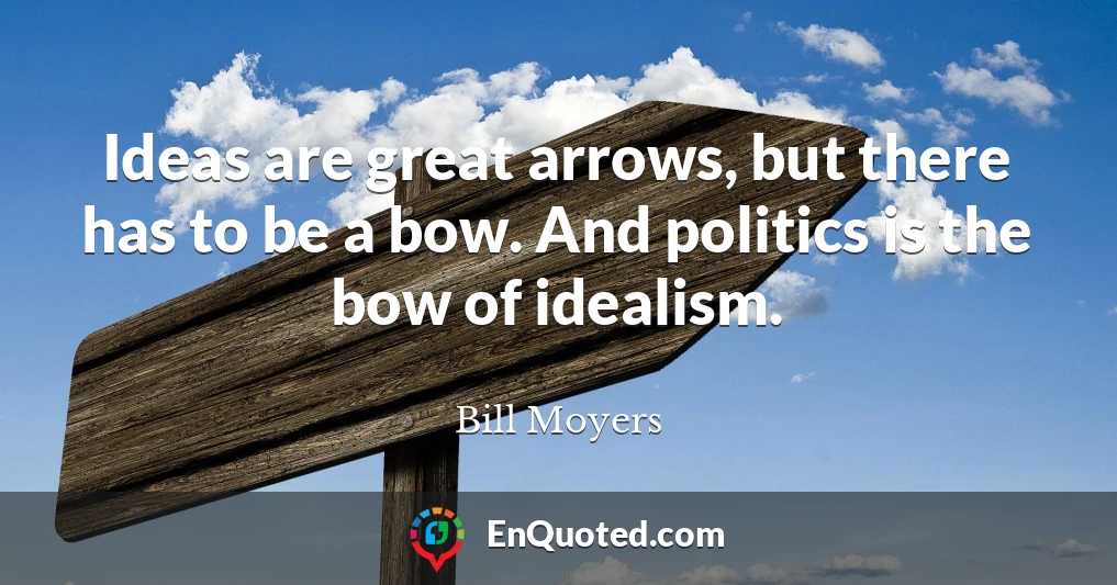 Ideas are great arrows, but there has to be a bow. And politics is the bow of idealism.