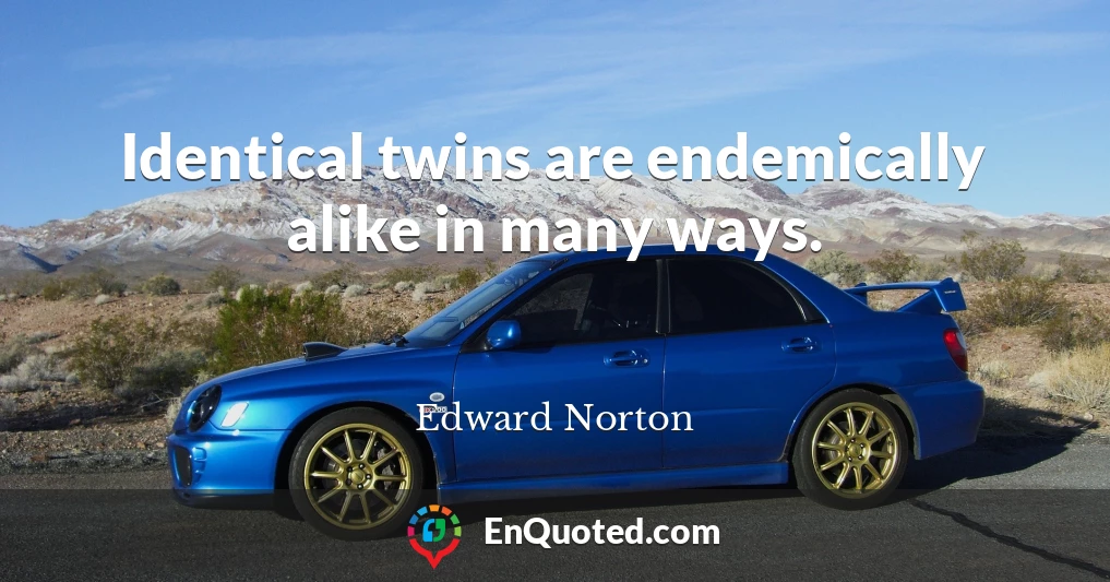 Identical twins are endemically alike in many ways.