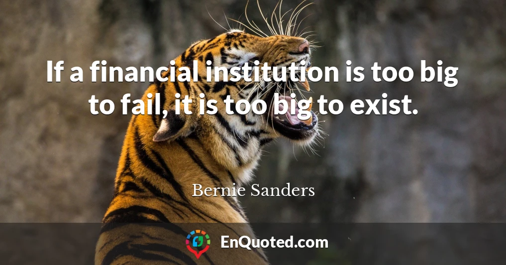 If a financial institution is too big to fail, it is too big to exist.