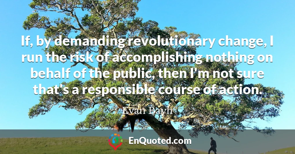 If, by demanding revolutionary change, I run the risk of accomplishing nothing on behalf of the public, then I'm not sure that's a responsible course of action.