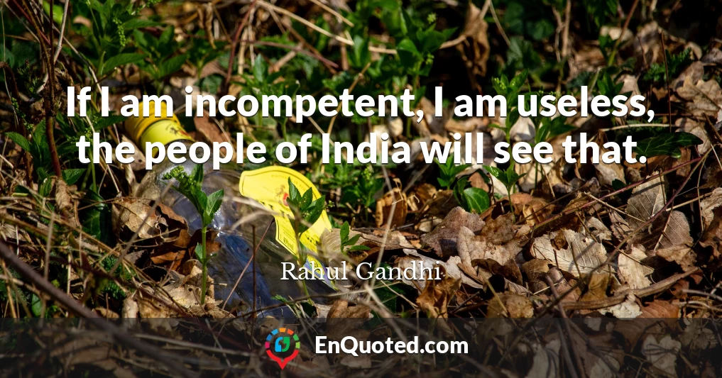 If I am incompetent, I am useless, the people of India will see that.