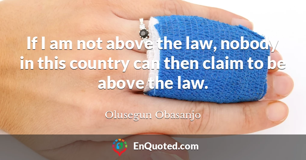 If I am not above the law, nobody in this country can then claim to be above the law.