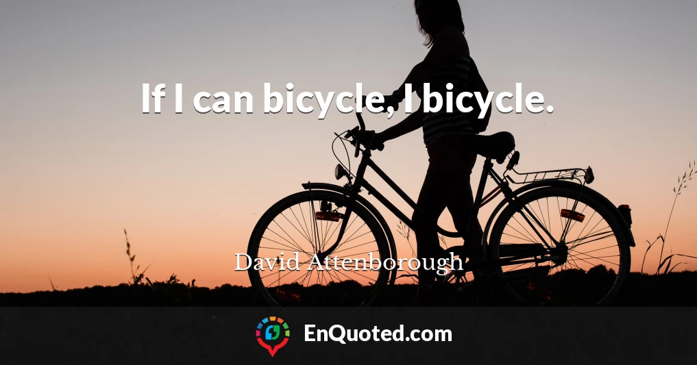 If I can bicycle, I bicycle.