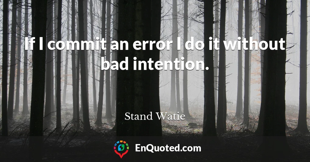 If I commit an error I do it without bad intention.