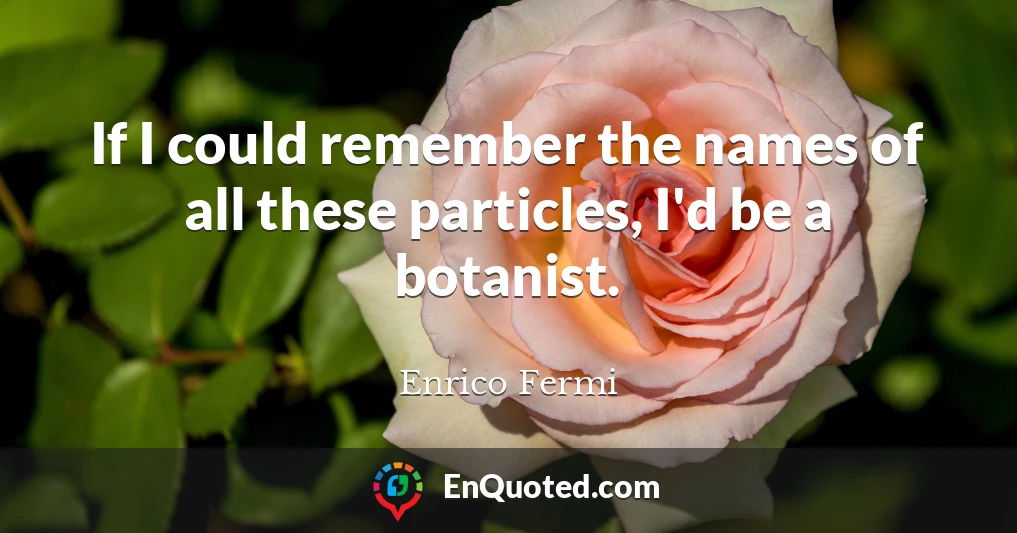 If I could remember the names of all these particles, I'd be a botanist.
