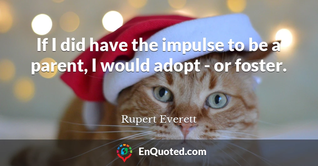 If I did have the impulse to be a parent, I would adopt - or foster.