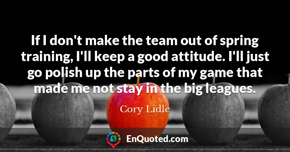 If I don't make the team out of spring training, I'll keep a good attitude. I'll just go polish up the parts of my game that made me not stay in the big leagues.