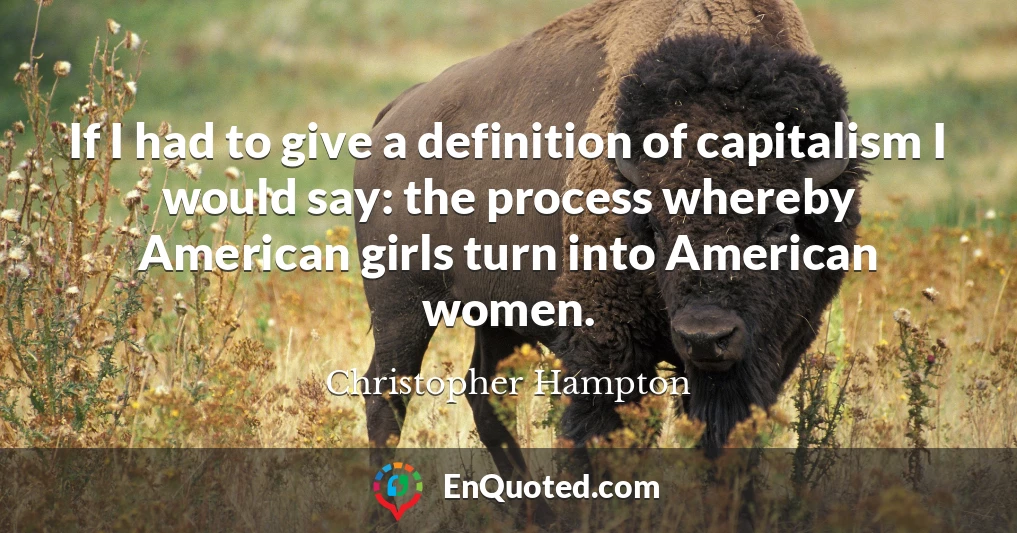 If I had to give a definition of capitalism I would say: the process whereby American girls turn into American women.