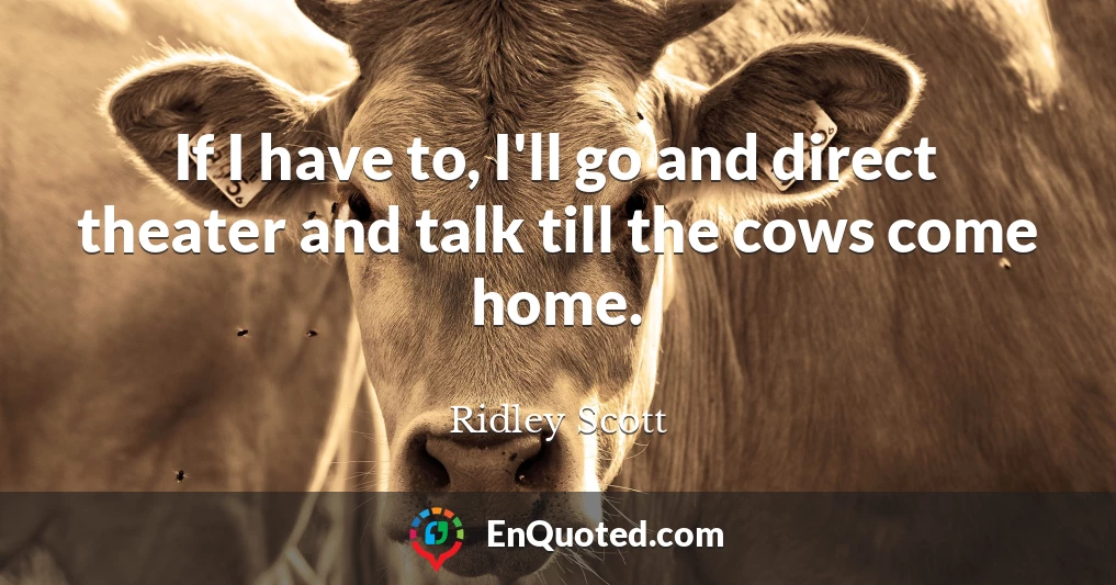 If I have to, I'll go and direct theater and talk till the cows come home.