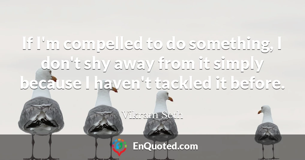 If I'm compelled to do something, I don't shy away from it simply because I haven't tackled it before.