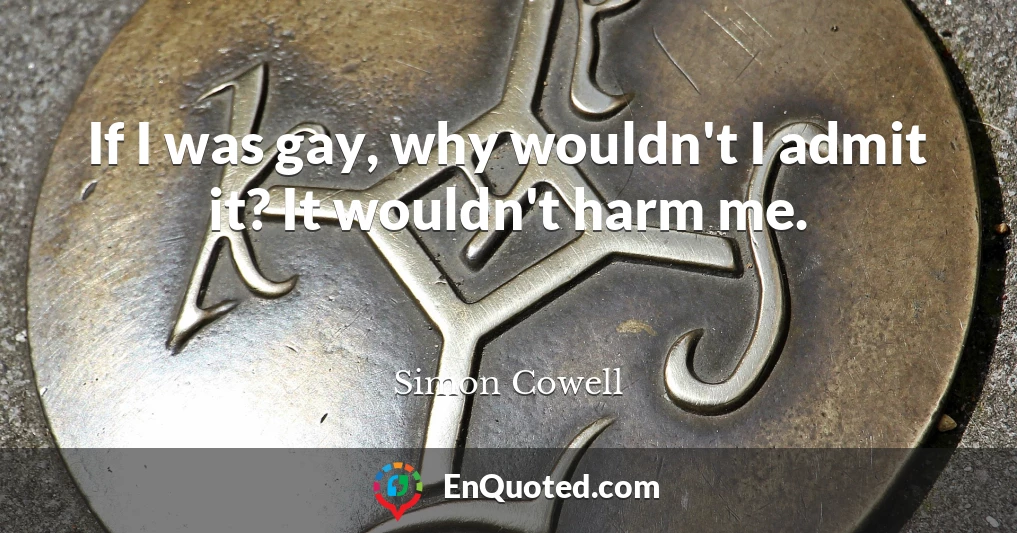 If I was gay, why wouldn't I admit it? It wouldn't harm me.