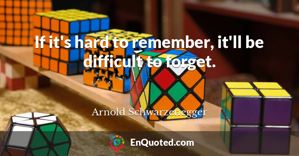 If it's hard to remember, it'll be difficult to forget.