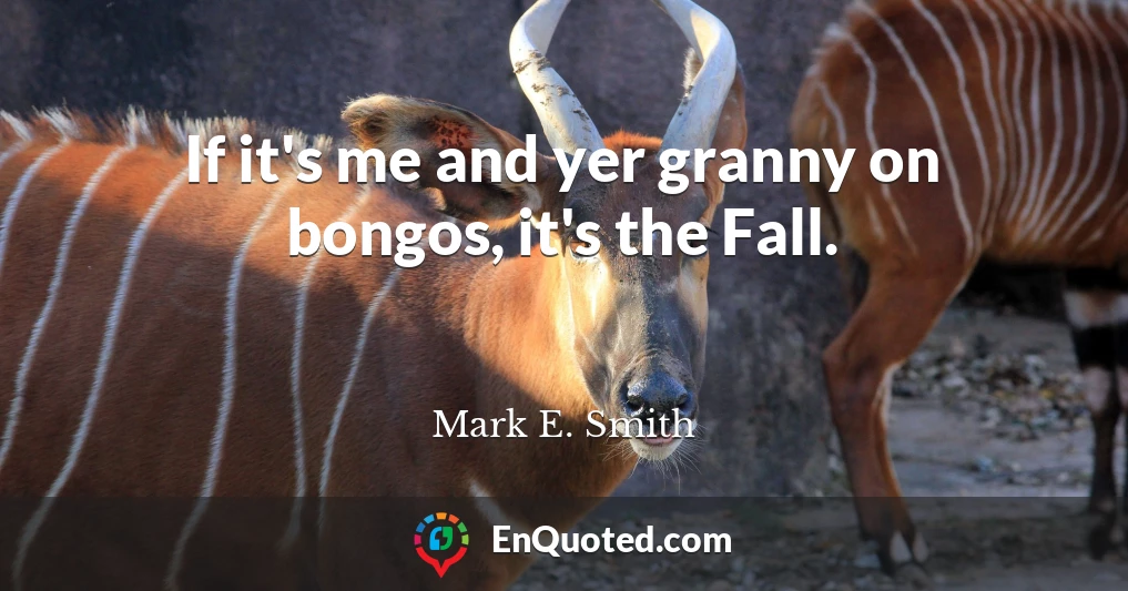 If it's me and yer granny on bongos, it's the Fall.