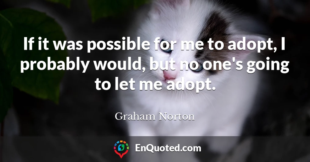 If it was possible for me to adopt, I probably would, but no one's going to let me adopt.