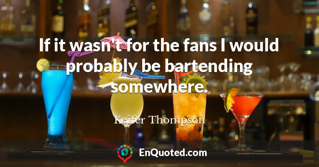 If it wasn't for the fans I would probably be bartending somewhere.