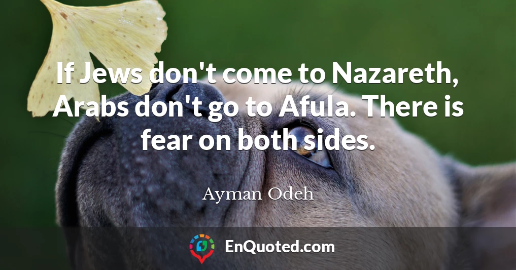If Jews don't come to Nazareth, Arabs don't go to Afula. There is fear on both sides.