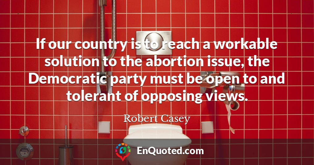 If our country is to reach a workable solution to the abortion issue, the Democratic party must be open to and tolerant of opposing views.