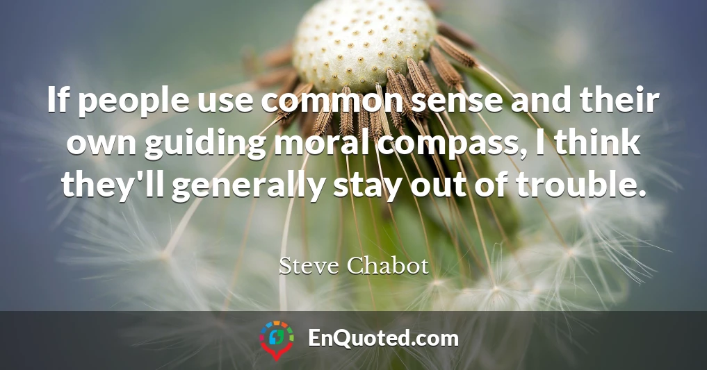 If people use common sense and their own guiding moral compass, I think they'll generally stay out of trouble.