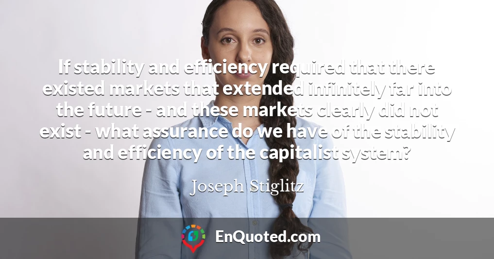 If stability and efficiency required that there existed markets that extended infinitely far into the future - and these markets clearly did not exist - what assurance do we have of the stability and efficiency of the capitalist system?