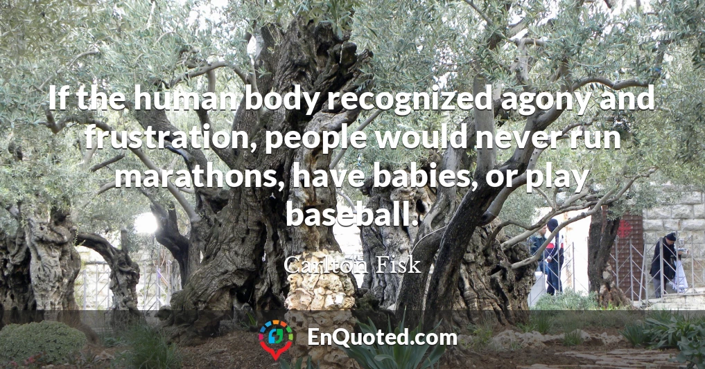 If the human body recognized agony and frustration, people would never run marathons, have babies, or play baseball.