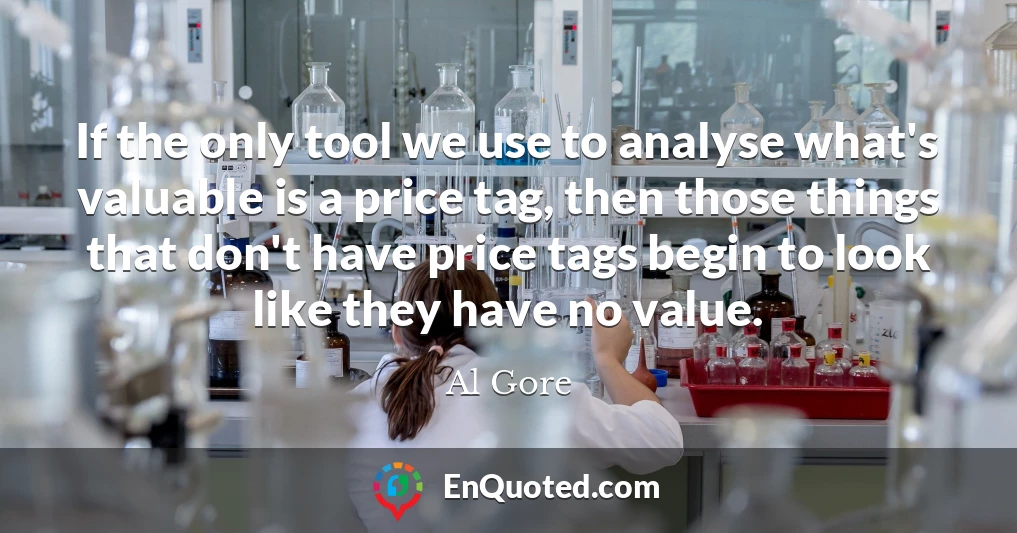 If the only tool we use to analyse what's valuable is a price tag, then those things that don't have price tags begin to look like they have no value.