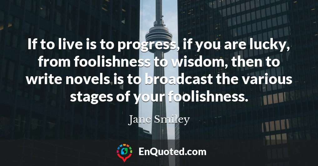 If to live is to progress, if you are lucky, from foolishness to wisdom, then to write novels is to broadcast the various stages of your foolishness.