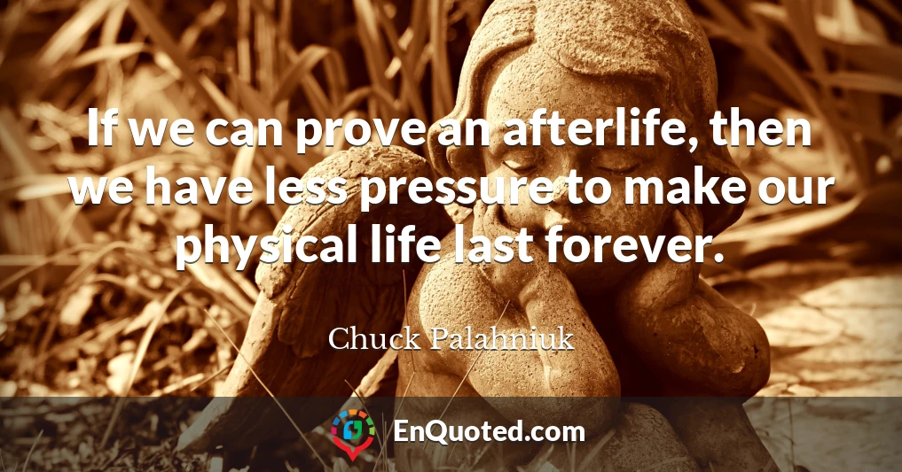 If we can prove an afterlife, then we have less pressure to make our physical life last forever.