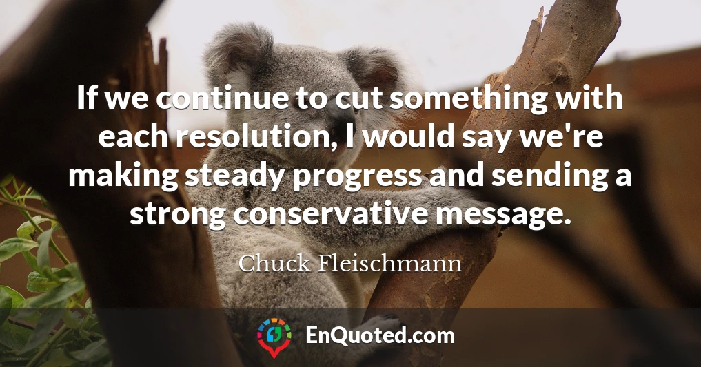 If we continue to cut something with each resolution, I would say we're making steady progress and sending a strong conservative message.