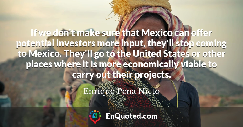 If we don't make sure that Mexico can offer potential investors more input, they'll stop coming to Mexico. They'll go to the United States or other places where it is more economically viable to carry out their projects.