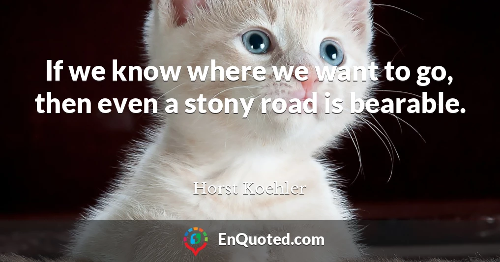 If we know where we want to go, then even a stony road is bearable.