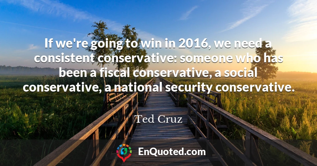 If we're going to win in 2016, we need a consistent conservative: someone who has been a fiscal conservative, a social conservative, a national security conservative.