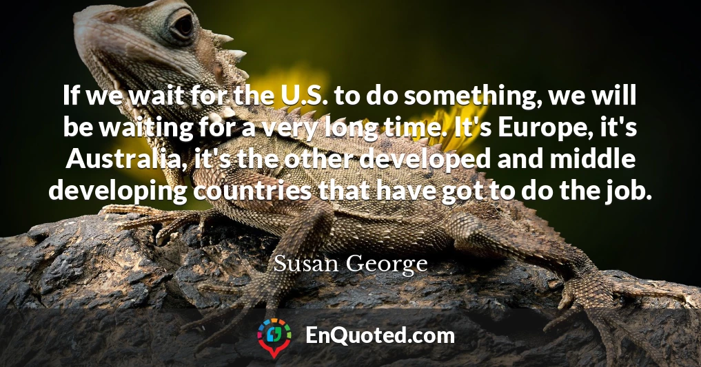 If we wait for the U.S. to do something, we will be waiting for a very long time. It's Europe, it's Australia, it's the other developed and middle developing countries that have got to do the job.