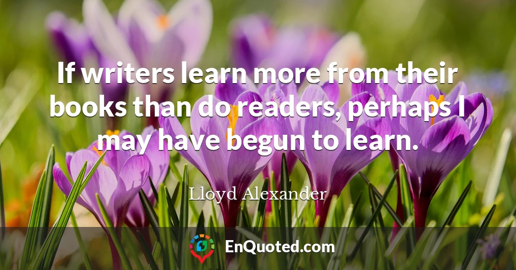 If writers learn more from their books than do readers, perhaps I may have begun to learn.