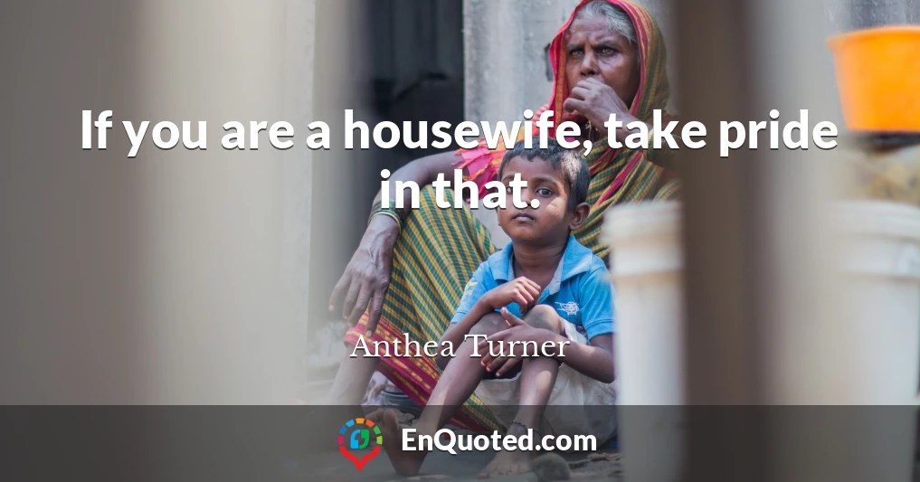If you are a housewife, take pride in that.