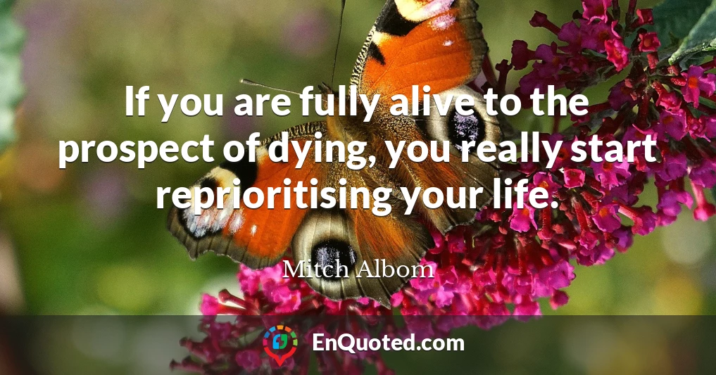If you are fully alive to the prospect of dying, you really start reprioritising your life.